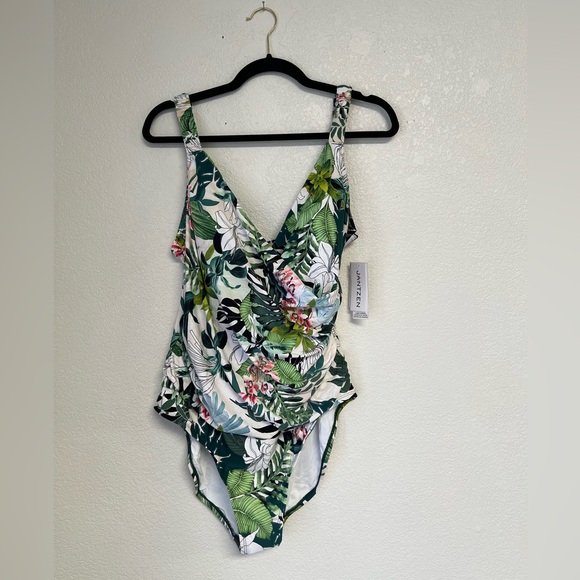 Jantzen Nature Glow Surplus Mio One Piece Swimsuit Size 18 Tummy Control Ruched - Picture 2 of 9